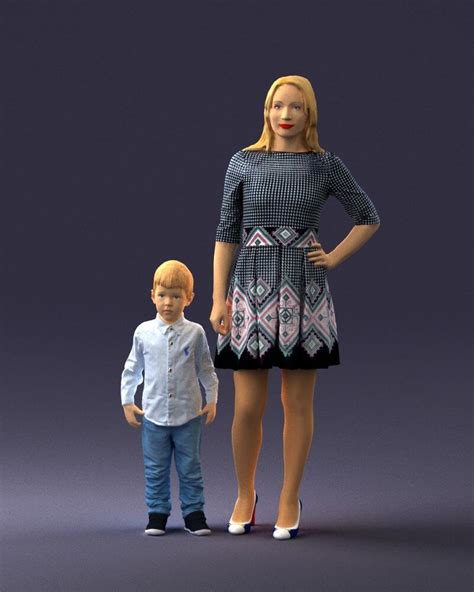 3d mother and son